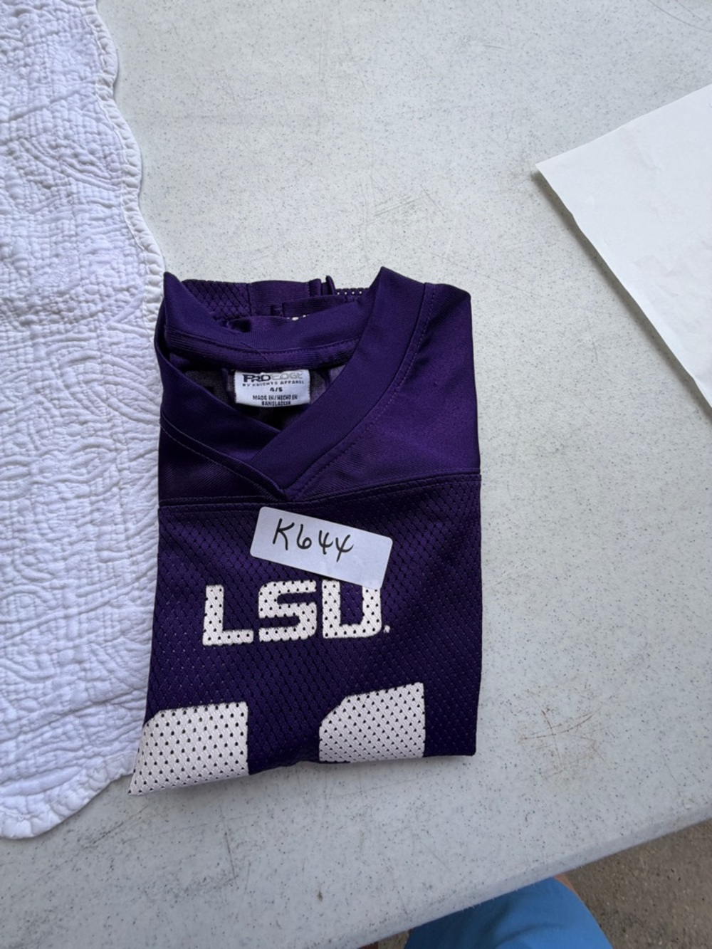 Pro Edge LSU Kids Purple Football Jersey #11 with Yellow & White Trim - Picture 7 of 7